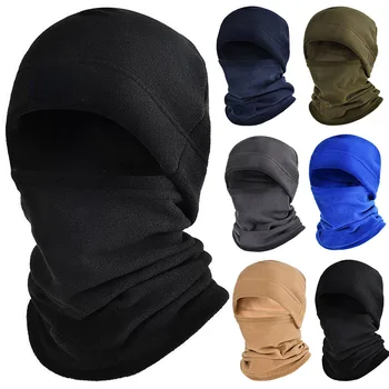 Комплект зимней флисовой шапки и шарфа, термочехол, тактическая теплая балаклава, маска для лица, утеплитель для шеи, спортивный Велосипедный лыжный шарф, шапка