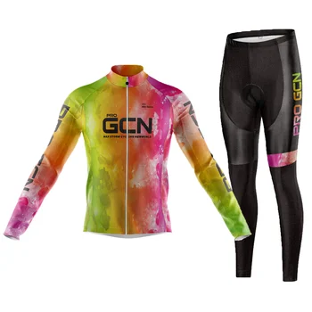 Осенний велосипедный комплект 2023 Pro Gcn Team, штаны-нагрудники, джерси для горных велосипедов Ropa, 9D Гелевые велосипедные брюки, костюм с длинным рукавом