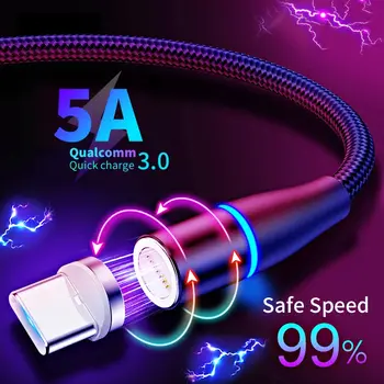 Магнитный кабель для зарядки телефона 3 В 1 Многофункциональная быстрая зарядка 3A Android для телефона Xiaomi Samsung Кабель Typec Huawei 5A Быстрая