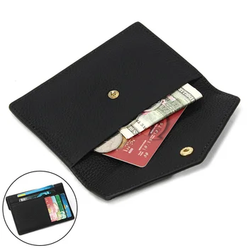 Кожаный тонкий кошелек Минималистичный передний карман Кошельки RFID Блокирующий держатель кредитной карты Вмещает до 6 карт для мужчин и женщин