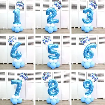 Горячая распродажа, 1 шт. Воздушные шары из фольги с синими цифрами, украшение с Днем Рождения, Алюминиевая фольга globos, Детские принадлежности для празднования дня рождения
