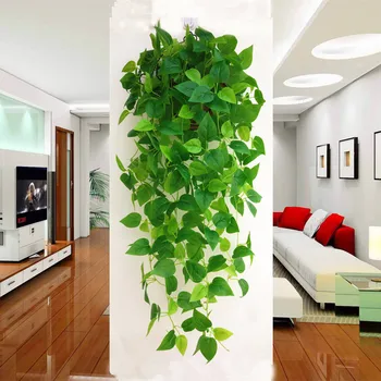 Декоративные пластиковые листья из ротанга, имитирующие зеленый ротанг, подвесные корзины для искусственных цветов и зеленых растений в помещении