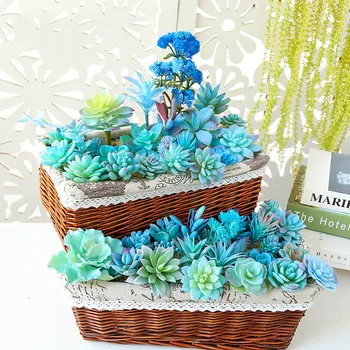 Синяя серия, Имитирующая головку суккулентного растения в горшке, Креативное Украшение для офиса и дома 