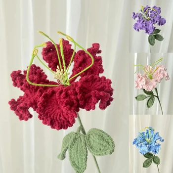 Новый вязаный цветок, Букет из искусственных цветов, украшение для свадебной вечеринки, ручное вязание крючком, Плетеный цветок, украшение для домашнего стола