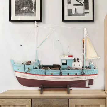 Деревянная модель рыбацкой лодки украшения ручной работы детские поделки парусная лодка украшения для гостиной крыльца.