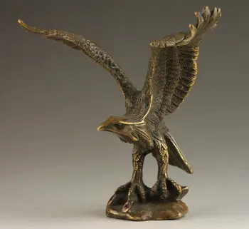 Коллекционное животное, вырезанное из китайской латуни, Большой Ястреб Расправляет крылья, Изысканные Маленькие статуэтки В подарок