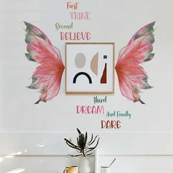 Новый стиль, наклейки на стену из перьев ангельских крыльев, самоклеящийся ПВХ, креативный минималистичный домашний декор для гостиной, спальни