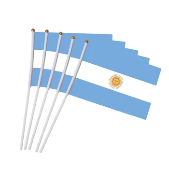 14x21 см 5шт маленький флаг Аргентины, размахивающие вручную флаги с пластиковыми флагштоками NN010