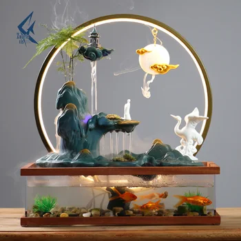аквариум с золотыми рыбками, мини-офисный настольный аквариум, экологический ландшафтный дизайн, аквариумы и аксессуары