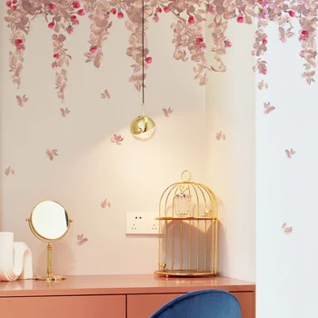 Розовая подвесная паста, Мечтательный декор стен, наклейки на стены, Креативные Пасторальные наклейки на стены в детской комнате, Натуральный декор стен