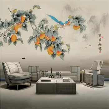 обои wellyu на заказ papel de parede в китайском стиле, желанный цветок, птица, китайская живопись, пейзаж, фоновая стена