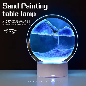 3D Картина с Зыбучими Песками Песочные Часы Ночник СВЕТОДИОДНЫЙ Прикроватный Декоративный 7 Цветов Настольные Лампы USB Внутренний Естественный Пейзаж Ночник