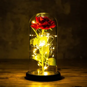 Светодиодные вечные цветы розы 3D настольная лампа Ночные огни Подарки на День Святого Валентина Спальня Свадебная вечеринка прикроватная лампа для домашнего декора комнаты
