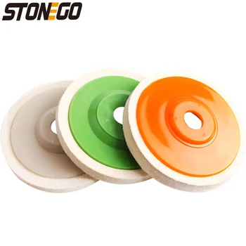Угловой круг для полировки шерсти STONEGO 4 дюйма 100 мм, Шлифовальный Войлочный Полировальный Диск - Грубый (Зеленый), Мелкий (оранжевый), Чрезвычайно мелкий (Белый)