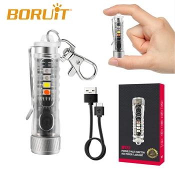 Светодиодный фонарик BORUiT Mini, портативный рабочий фонарь, карманный фонарик-брелок, перезаряжаемый микро-фонарик TYPE-C для кемпинга на открытом воздухе