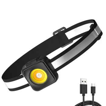 USB перезаряжаемая фара, портативная водонепроницаемая фара, встроенный аккумулятор, фонарик, портативный рабочий фонарь, головной фонарь для рыбалки, кемпинга