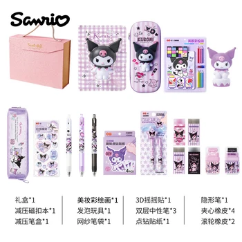 Канцелярские принадлежности Sanrio Family Kuromi для начальной школы, декомпрессионный пенал, большой подарочный пакет Cinnamoroll, детский обучающий набор в подарок