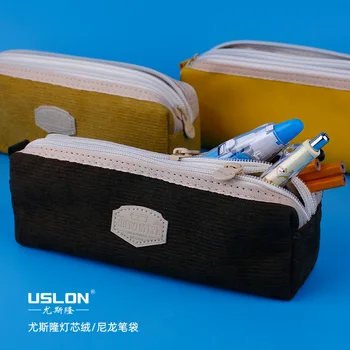 Студенческий пенал USLON Простая холщовая сумка для канцелярских принадлежностей на молнии Сумки для карандашей Сумка для хранения канцелярских принадлежностей