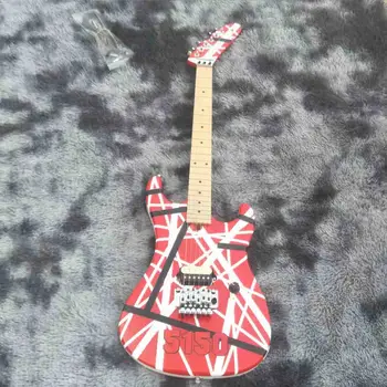 Электрогитара Eddie Edward Van Halen Kramer 5150 Red в черно-белую полоску