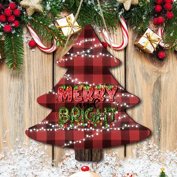 Веселого Рождества, Подвесная вывеска, украшение на Рождественскую елку, Деревянная табличка, подвеска для двери дома, Новогодний Рождественский венок, декор #t2p