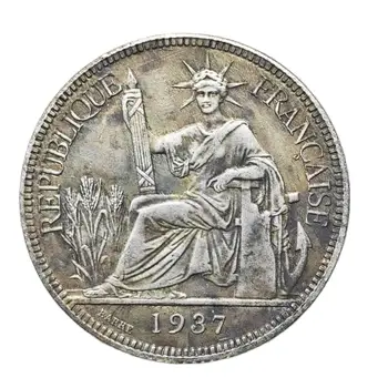 Монета французского Индокитая 20 центов 1937 года, серебряные монеты, альбом для медалей, предметы коллекционирования, монеты Франции, деньги, Рождественский подарок, Монеты