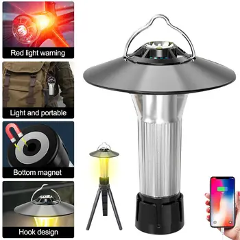 Фонарь для кемпинга, USB Перезаряжаемый Светильник, Портативный Фонарь для кемпинга, Магнит, Аварийное Освещение, Свет для палатки, Мощная Светодиодная Рабочая Лампа