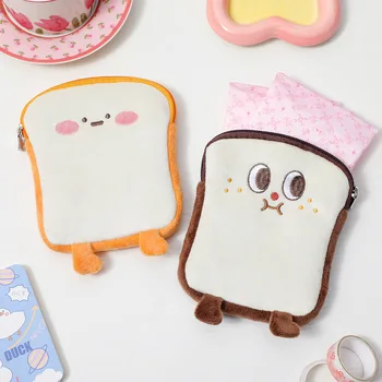 Корейский мультяшный тост, плюшевый кошелек Zero, наушники для девочек, гигиеническая хлопчатобумажная сумка для хранения разных вещей, Студенческий милый Маленький кошелек