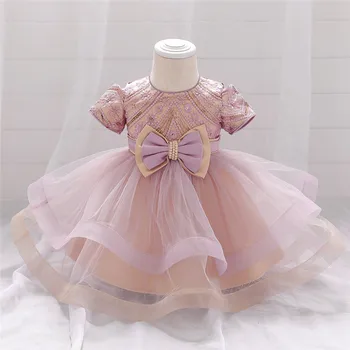 Новое платье для девочек, летнее свадебное платье для новорожденных, детская элегантная одежда принцессы, детское милое платье для ребенка 0-2 лет