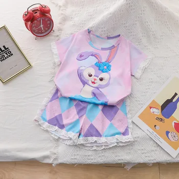 Летний детский пижамный комплект, футболка с коротким рукавом, шорты, пижама с Микки, пижамы для мальчиков и девочек, детские пижамы с героями мультфильмов