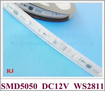 WS 2811 RGB magic LED strip light SMD 5050 светодиодная мягкая лента DC12V SMD5050 30led/M с силиконовой трубкой водонепроницаемый WS2811 CE ROHS